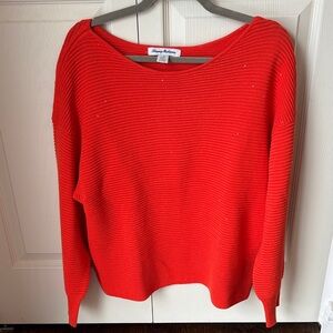 Tommy Bahama Women's Vibrant Orange-Red sparkle boat Neck Sweater size large EUC